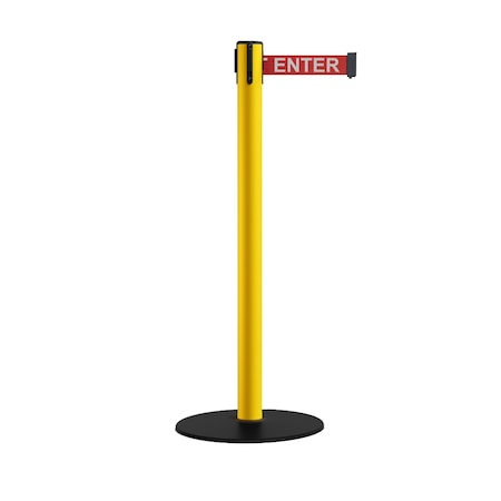 Montour Line Stanchion Belt Barrier Yellow Post Low Base 13ft. Red Caution Belt S400-YW-CAURW-130